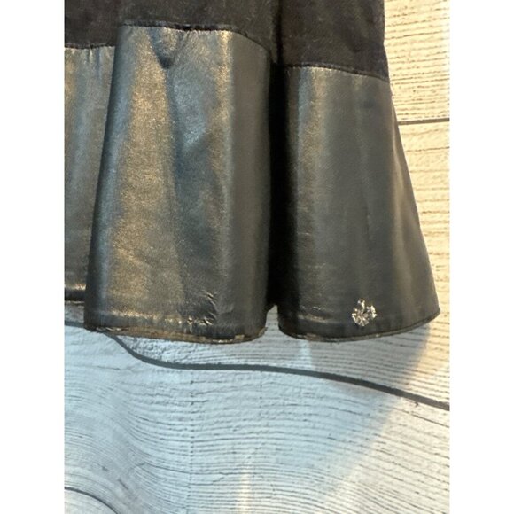 A-K-R-I-S Punto Black Dress With Faux Leather Hem Size 4 - Picture 4 of 5